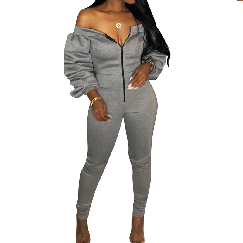 Strapless Bodycon Jumpsuits Long Sleeve One Piece Pants Rompers Off