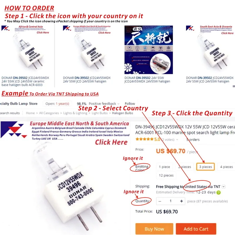 DN-39502 JCD24V55WDX 24V 55W JCD 24V55W кварцевая галогеновая лампочка ACR-6003 Морская Лодка точечный поиск света RCL-100D RCL100 лампа