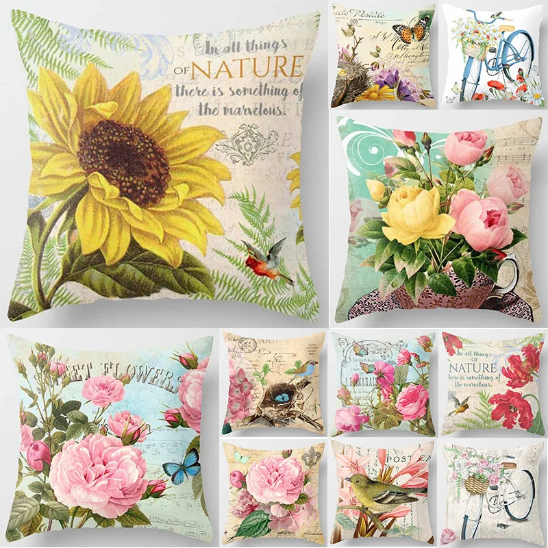 

Unicorn beauty sunflower bikes birds pillow cases square Pillow case cute peonies pillow covers size 45*45cm
