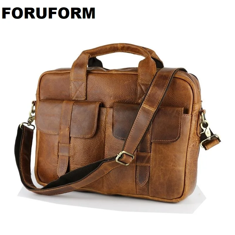 Wholesale Fashion Vintage Crazy Horse Leather Handbags Men Messenger Bags Genuine Leather ...