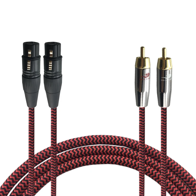 2 XLR Female to 2 RCA Male Audio Cable for Amplifier Mixer Console
