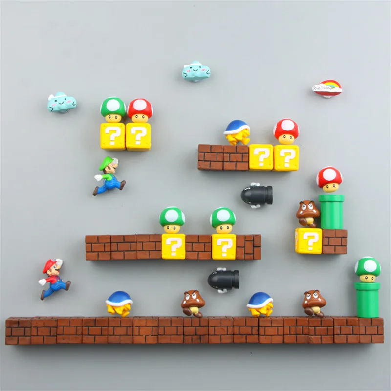 Супер Марио DIY магнит на холодильник ТВ FC детство игры Японии мультфильм игровой мультфильм 3D Ice Box Paster Icebox Стикеры