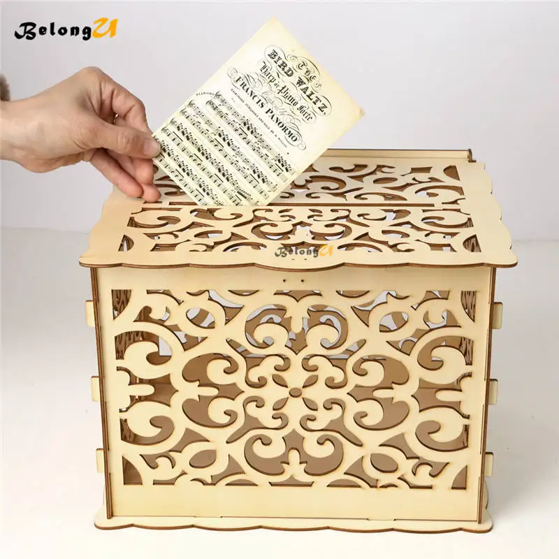 DIY Винтаж свадьбы хорошо деньги упаковка в виде конверта деревянная коробка для приглашения на свадьбу держатель Keepsake Коробки стол Декор подарочные деревянные вечерние украшения