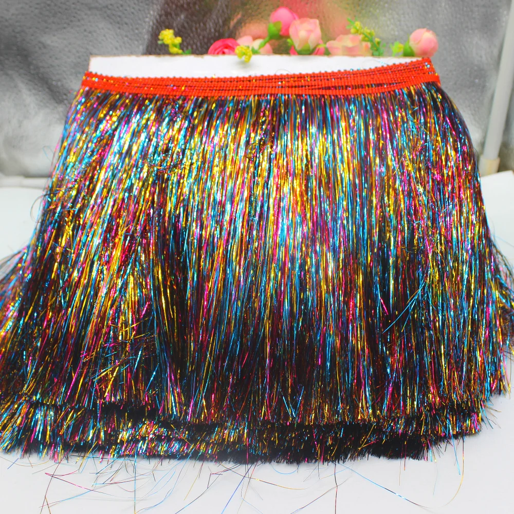 quintal franja latina borla brilhando deslumbrante renda para samba dança vestido macrame aparar laço poliéster de comprimento