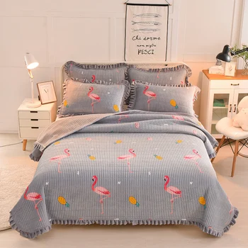 

Cartoon red Flamingo Fleece fabric 200x230cm /230x250cm Bedspread/ Soft summer blanket Duvet Quilt bed cover