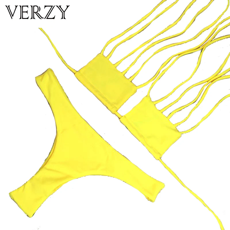 

Halter Neck Micro Bikinis Set Solid Women's Swimsuit Female biquini Sexy Bathing Suits Back Tied Thong Wire Free Seaside Yellow