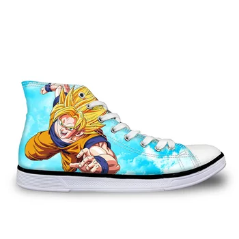 

THIKIN Men Classic 3D Super Saiyan Son Goku Printed Canvas Shoes Lace-up High Top Men's Sneakers Student Fashion Vulcanize Shoes