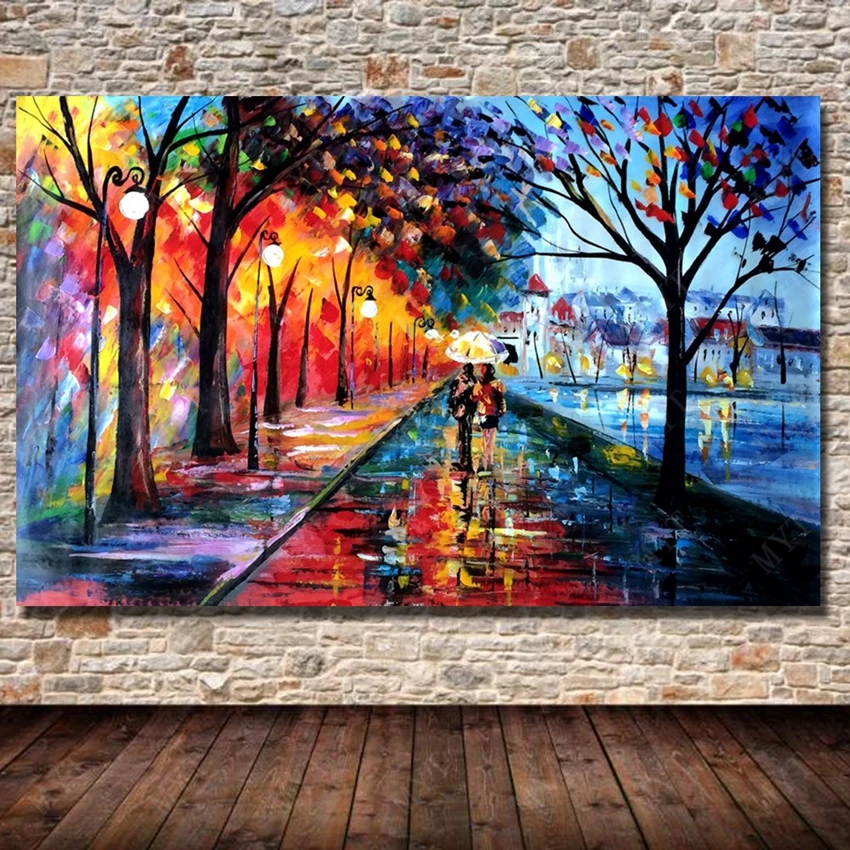 free shipping modern abstract night view wall art oil painting large beautiful oil paintings