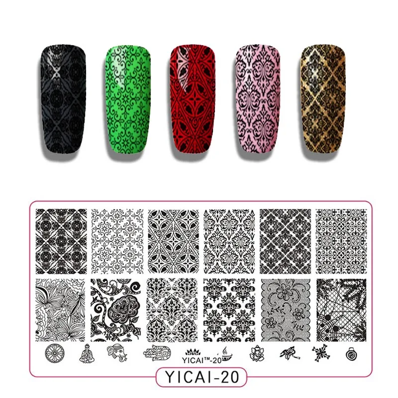 1 шт. размер: 12*6 см пластины для ногтей Nail Art вытесненный цветок Стиль шаблоны