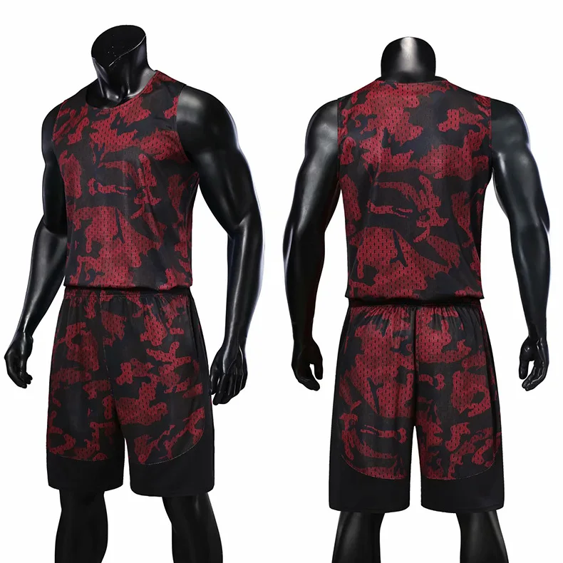 

2019 new basketball uniform suit men's camouflage quick-drying sports jersey custom competition suit
