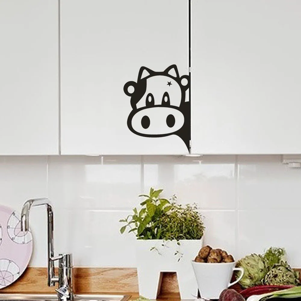 Настенная Наклейка с животным наклейки с коровами для детской комнаты самолет кухонный холодильник съемные художественные виниловые наклейки для дома, комнаты декор F317