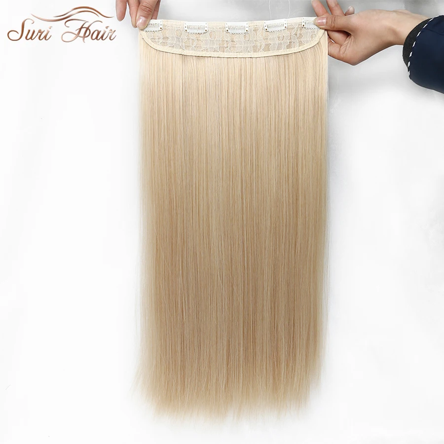 Suri Hair Straight Synthetic Clip On Hair Extension Women Hair Pieces 5 Clips 24inch 6 Colors Avalible