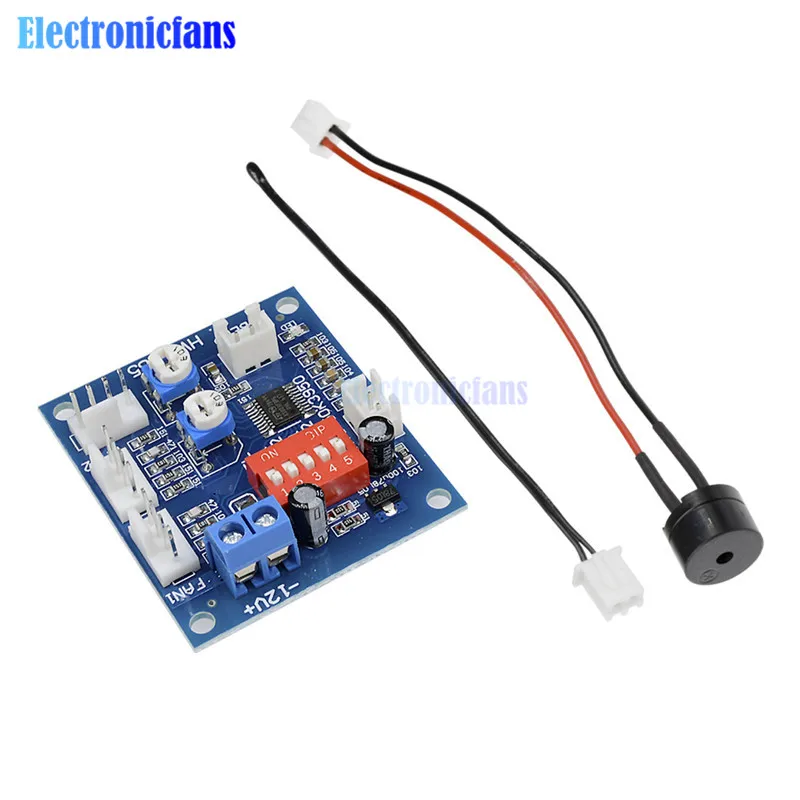 

DC 12V 5A NTC 3950 Thermistor PWM Temperature Probe Speed Controller Board Control Module Buzzer CPU Fan High-Temp Alarm 50k