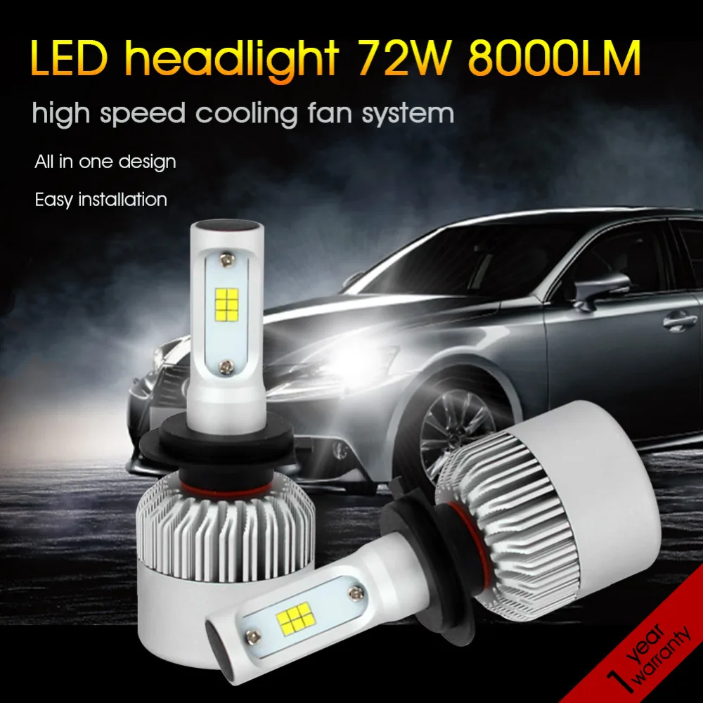 

72W 8000LM H7 Led Car Headlight Bulbs 6500k Chips CSP All in one LED Headlamp Auto Front Fog Light Repalcement Bulb 12V