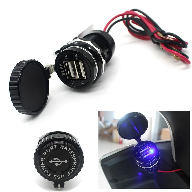 

5V 3.1A Dual USB Charger Socket Adapter Power Outlet for 12V 24V Motorcycle Car 2017 car-styling car accessories motocycle
