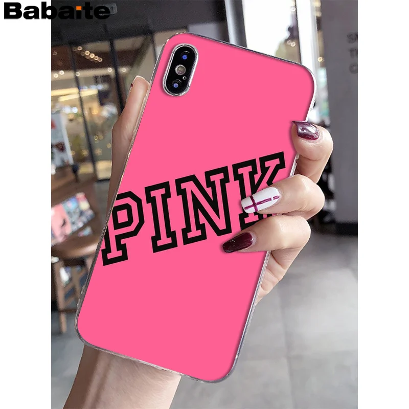 Babaite Brand NEW Victoria LOVE PINK Smart Cover Transparent Shell Phone Case for Apple iPhone 8 7 6 6S Plus X XS MAX 5 5S SE XR