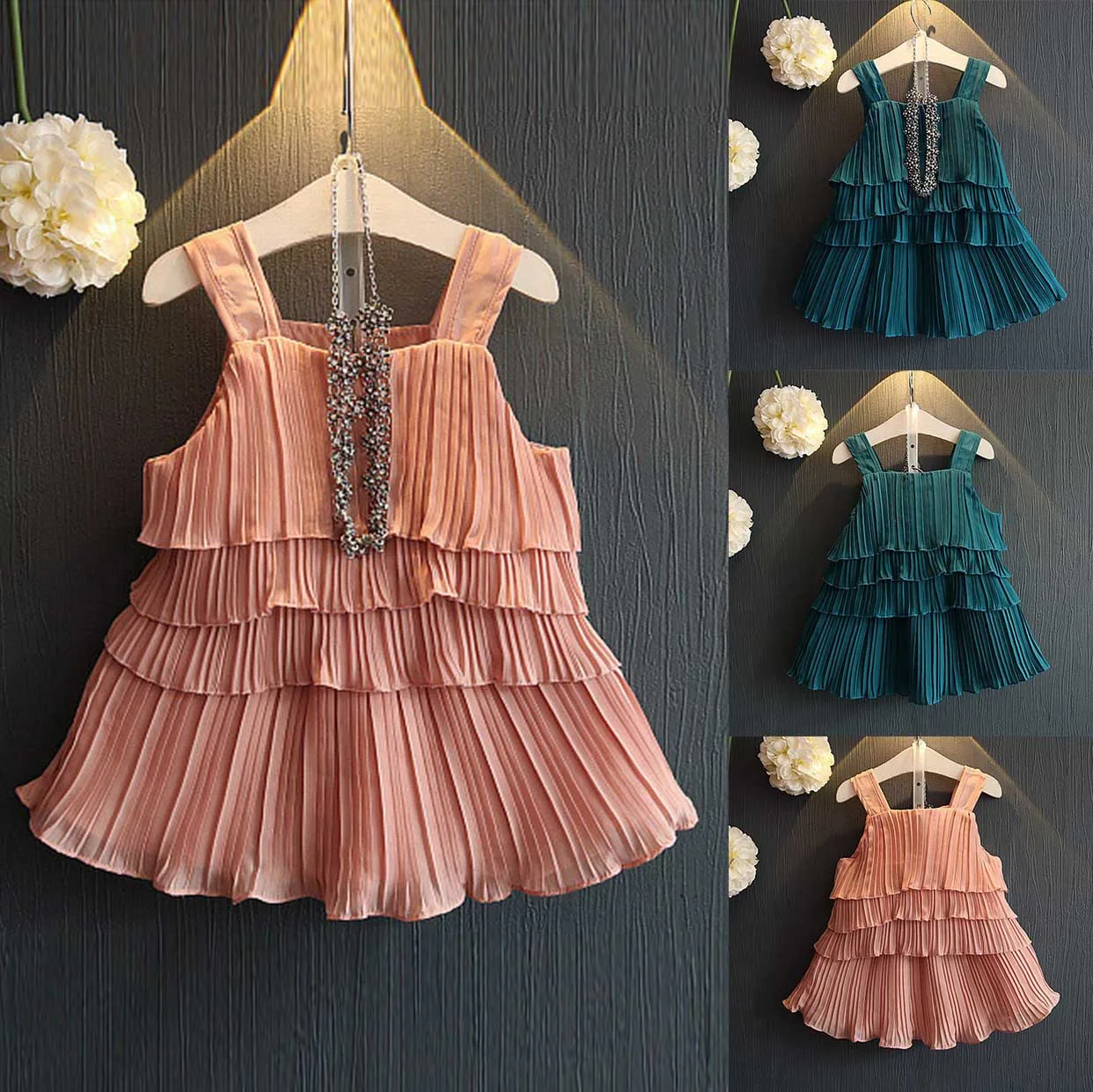 

Toddler Kids Baby Girl Toddler Baby Girl clothes setOutfits Clothes Ruffles Vest T-shirt Tops+Short Skirt Set