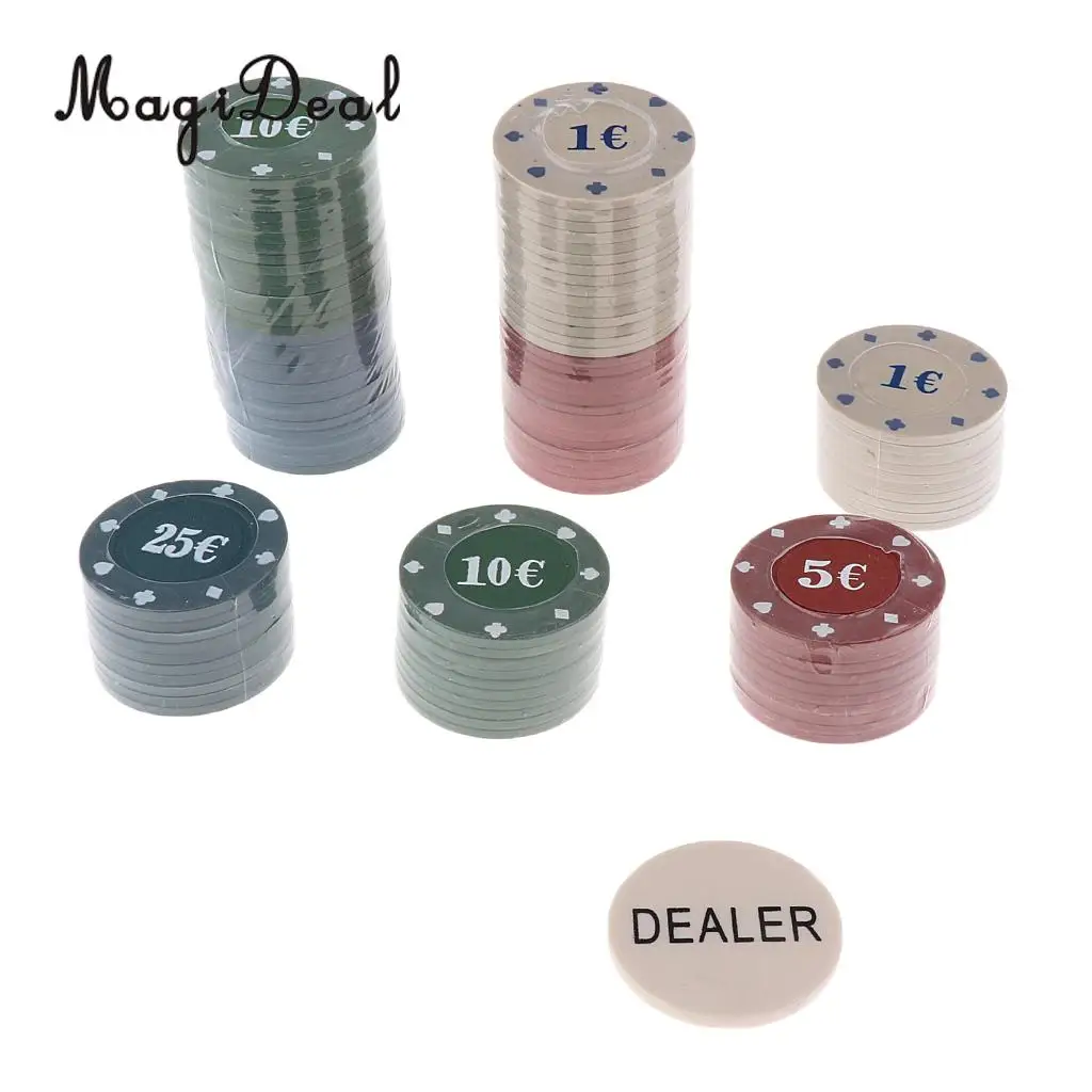 Professional Durable 100 Pieces Poker Chips for Poker Game Blackjack Roulette 4 Denomination, 1.57inch Tournaments Prop