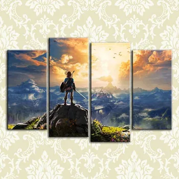 

Modern HD Printed Pictures Frame Canvas Painting Poster 4 Panel The Legend Of Zelda Game Wall Art Home Decor For Living Room