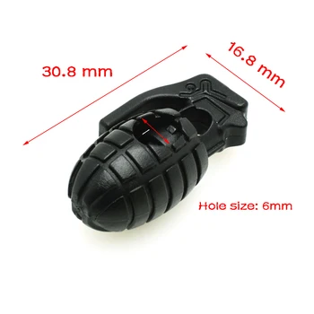 

100 pcs/pack Grenade Style Plastic Cord Lock Stopper Black For Paracord/Shoe Lace Free Shipping
