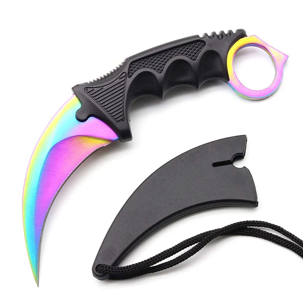 colorful Vastar охотничий нож CS GO Тактический коготь Шейный нож для походов на открытом воздухе Самозащита для охоты инструменты для выживания нож - Цвет: colorful