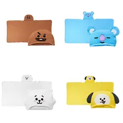 Корейский BT21 Kawaii для ванной полотенца с капюшоном K Pop BTS Bangtan обувь для мальчиков корейский стиль Модный Плащ Harajuku армии унисекс