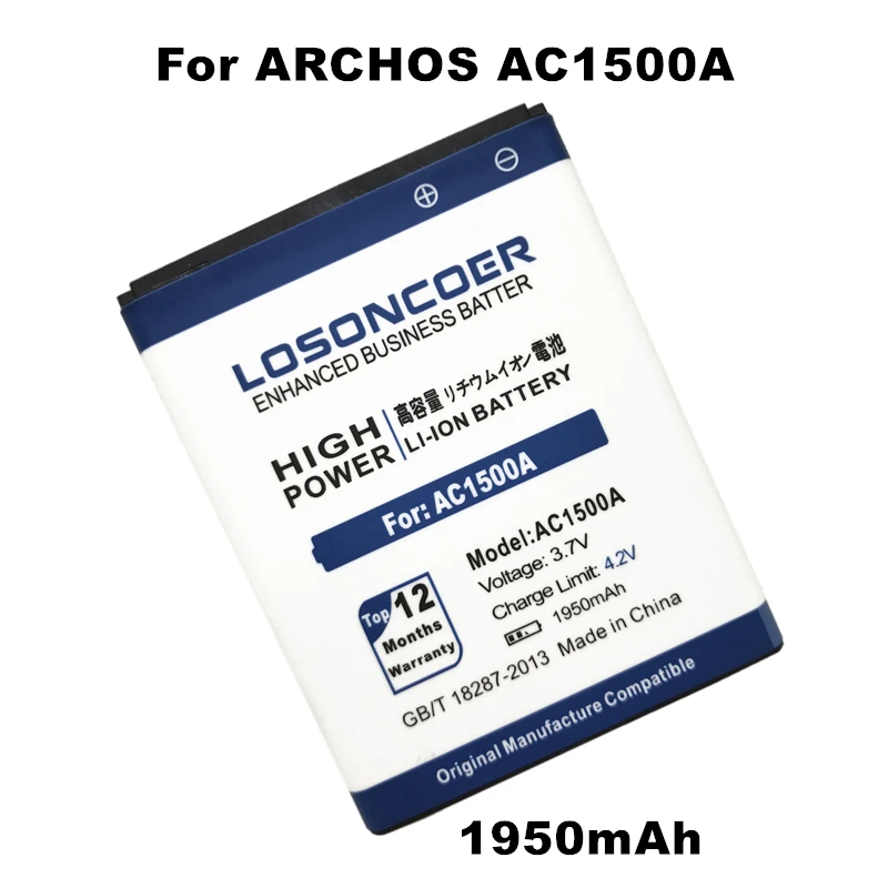 Аккумулятор LOSONCOER 1950 мАч для ARCHOS AC1500A|mobile phone battery|battery for archosbattery |