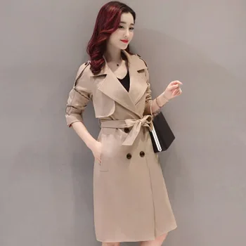 

2018 High Quality New Women Trench Coat Female Autumn Thin Casual Long Windbreaker Ladies Overcoat casaco feminino abrigos F215