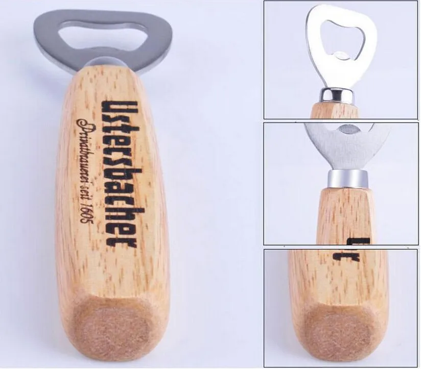 Креативная деревянная ручка открывалка для пива из нержавеющей стали деревянная открывалка для бутылок пива