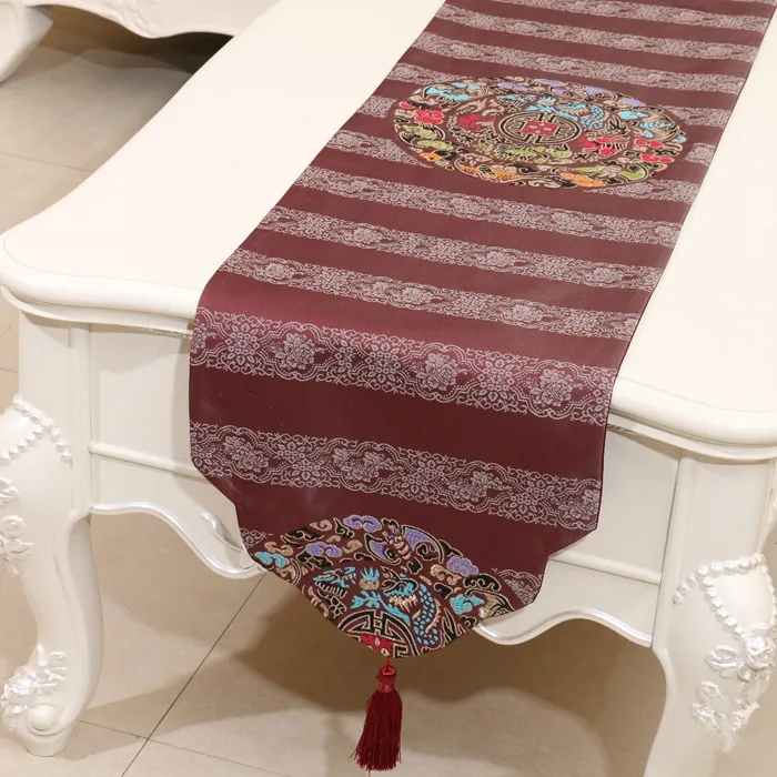 Ethnic Printed Silk Brocade Table Runner High End Chinese style Rectangular Dining Table Protective Mats Tea Table Cloth Ethnic Printed Silk Brocade Table Runner High End Chinese style Rectangular Dining Table Protective Mats Tea Table Cloth