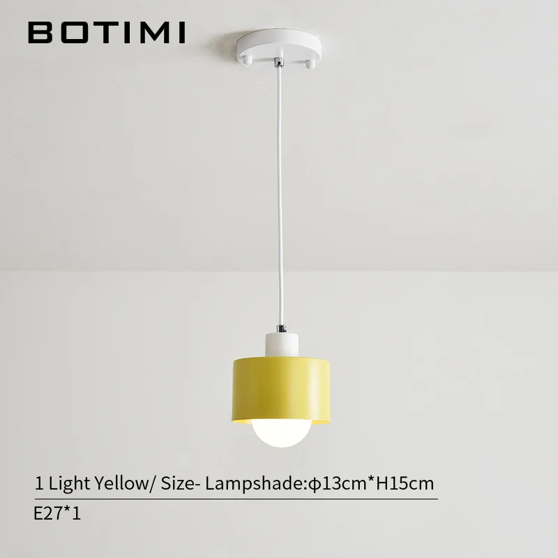 BOTIMI, белые, серые, желтые подвесные светильники для столовой, современные металлические абажуры, подвесные лампы, ресторанный декор, осветительные приборы - Цвет корпуса: 1 Light-Yellow
