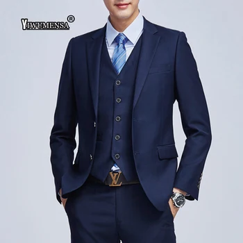 Ceny Yiwumensa Kostium Mariage Homme Slim Fit Męskie Garnitury Ze Spodniami Granatowy/czarny/biały/szary Garnitury ślubne Dla Mężczyzn Tuxedo Marynarka