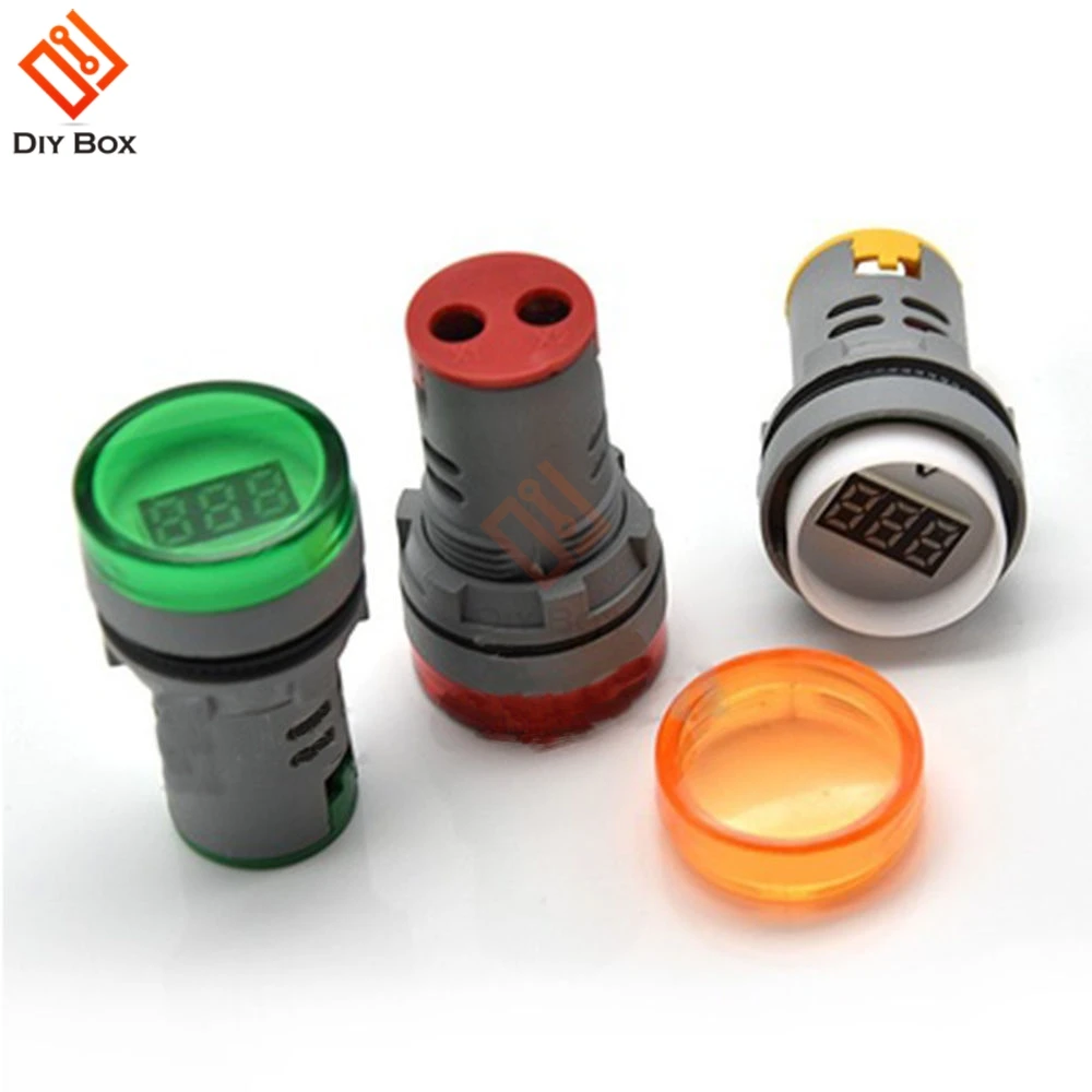 

AC 20-500V Mini Voltage Indicator Meter LED Digital Display AC Voltmeter Indicator Light/Pilot Lamp Red Green Yellow Blue White