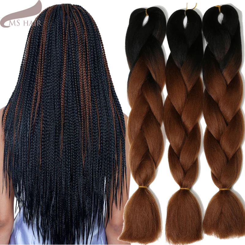 24 &quotOmbre Kanekalon Плетение Волос оплетка Два Тона Высокая Температура Волокна Jumbo Кос