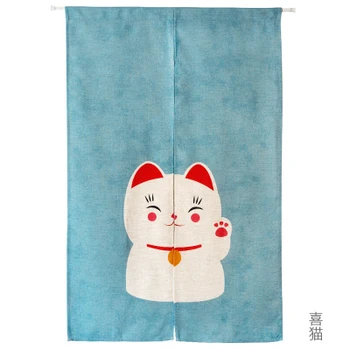 

Printed cloth door curtain classical fortune cat partition Chinese style porch Japanese kitchen home living room decoration