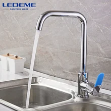 LEDEME Chrome Faucet For Finish Kitchen Sink Single Handle Polished Taps Brass Mounted Mixer Water Taps Basin Faucets L4053