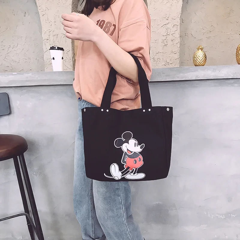 

2019 new fashion canvas bag trend wild cartoon printing canvas handbag portable large capacity literary student shoulder bag