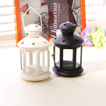 

European style iron craft Glass Lantern candle holders decoration restaurant romantic candlestick