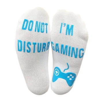 

Fashion Unisex Novelty Socks Do Not Disturb I Am Gaming Funny Letter Printed Socks HSJ88