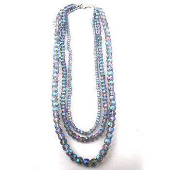 

Fashion Bohemian Jewelry 3 layer Ball Glass Crystal Choker Necklaces For Women Ethnic Necklace