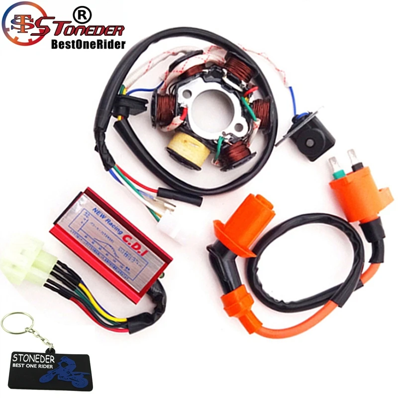XLJOY 8 Coil 4 Wire DC Magneto Stator For Chinese GY6 50cc Moped Scooter ATV Quad Go Kart
