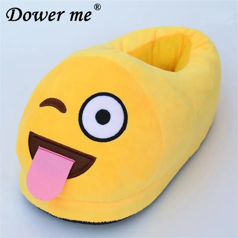 

2017 Emoji Slippers Cartoon Sweet Warm Plush Slipper Men Women Slippers Spring/Autumn/Winter House Shoes 17 Styles Ulrica yellow