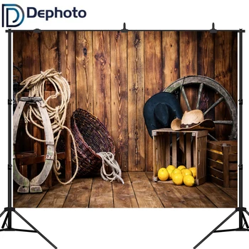 

DePhoto Photography Backdrops Wooden Wall West Cowboy Tools Lemon Barn Photo Backdrop Vinyl Photographic Background