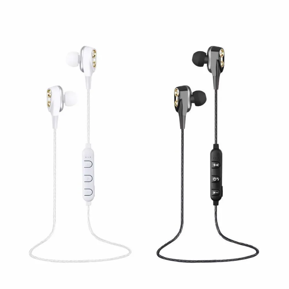 Newest Sports Bluetooth Earphone Wireless Stereo Headphone 4 Speaker Dual Dynamics Driver Earphones Bluetooth V4 1 Auriculares
