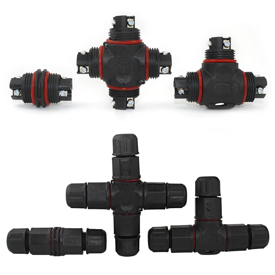 

Waterproof Connector 3 Pin 5-10mm T Shape IP68 Adapter Screw Locking Cable Industrial Electrical Wire Connector Plug