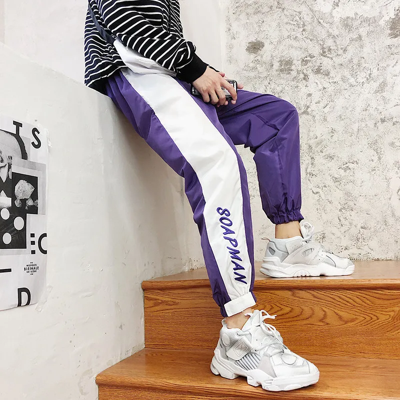 

Be.YuMiao Punck man's pants Patchwork Side Cargo Harem Pants Mens Casual Jogger Streetwear Hip Hop 2018 Streetwear Trousers Male