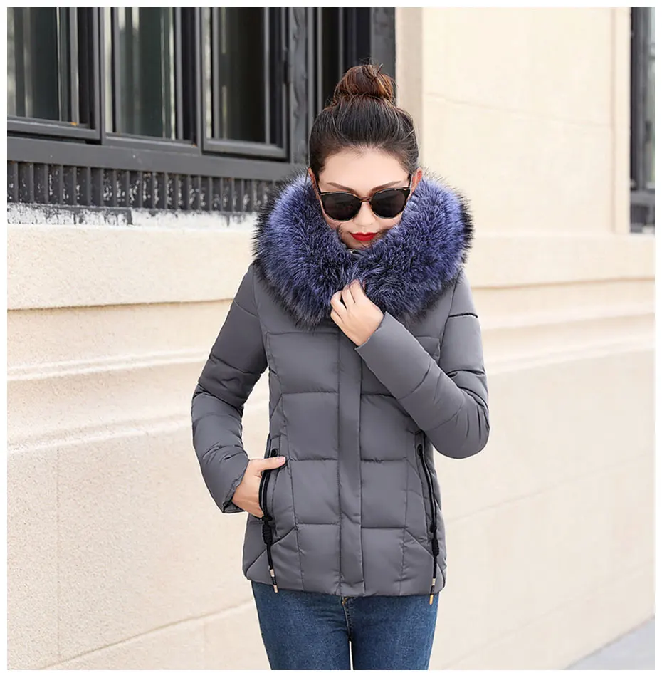 Зимняя женская куртка стиль пальто искусственный воротник Женская парка толстая подкладка с хлопковой подбивкой зимнее пальто Женская S-3XXXL
