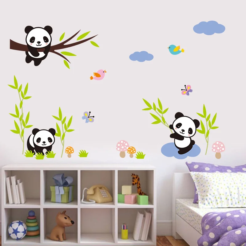 Panda dos desenhos animados Adesivo De Parede Rosto Sorridente, Decalques  Decoração Do Quarto