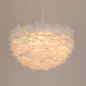 

Led Modern Pendant Lights White Feather Cord Suspension Lamp for Dinning Room luminaria Lighting
