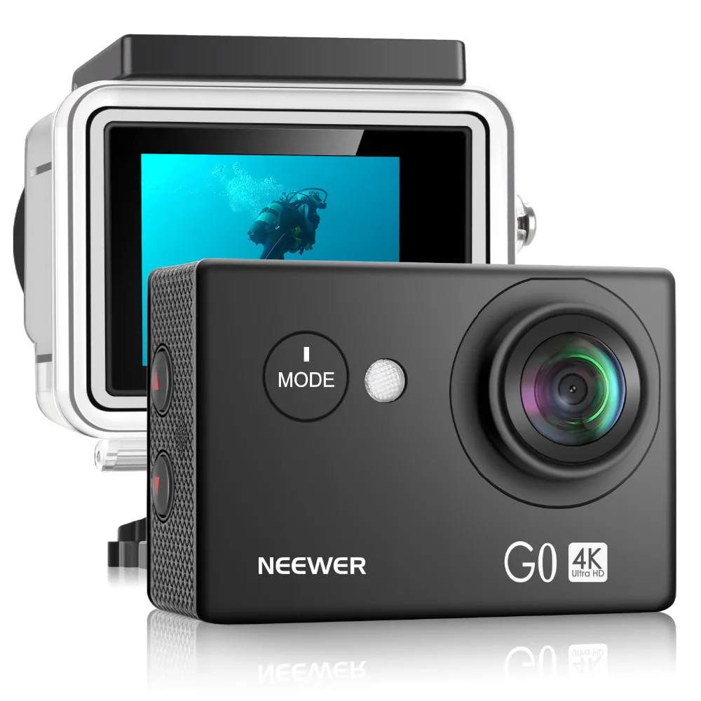 Neewer G0 HD 4K действие Камера 12MP 98 футов под водой Водонепроницаемый Камера:170